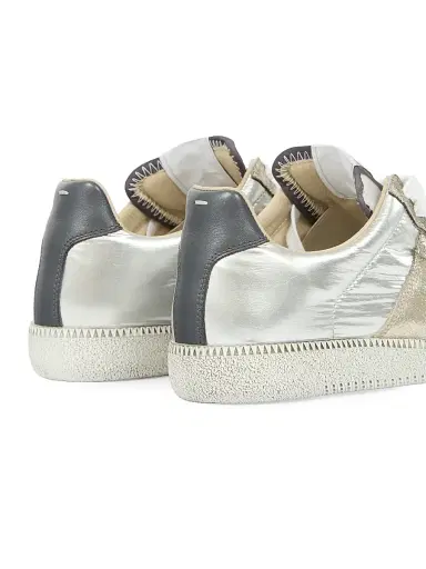 Maison Margiela Men's Replica Metallic Leather Low-Top Sneakers - Silver White | Thumbnail 4 Maison Margiela Men's Replica Metallic Leather Low-Top Sneakers - Silver White | Thumbnail 4