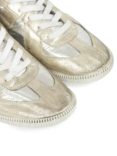 Maison Margiela Men's Replica Metallic Leather Low-Top Sneakers - Silver White | Thumbnail 5 Maison Margiela Men's Replica Metallic Leather Low-Top Sneakers - Silver White | Thumbnail 5