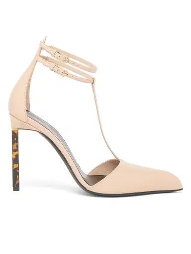 Tom Ford Women's Shiny Kid 105MM Leather T-Strap Pumps - Beige - Size 9 | Thumbnail 1 Tom Ford Women's Shiny Kid 105MM Leather T-Strap Pumps - Beige - Size 9 | Thumbnail 1