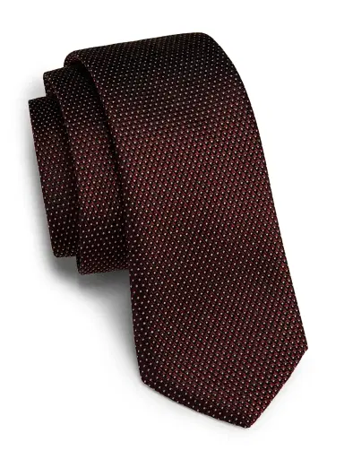 Emporio Armani Men's Pin-Dot Silk-Blend Tie - Bordeaux | Thumbnail 1 Emporio Armani Men's Pin-Dot Silk-Blend Tie - Bordeaux | Thumbnail 1