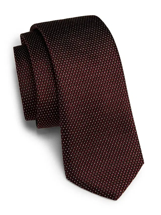 Emporio Armani Men's Pin-Dot Silk-Blend Tie - Bordeaux