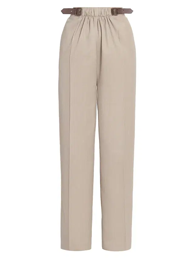 Women's Belted Trousers - Beige Melange