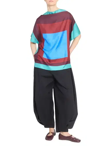 LOEWE Women's Scarf Silk-Blend Top - Green Red Multicolor | Thumbnail 2