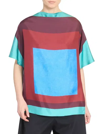 LOEWE Women's Scarf Silk-Blend Top - Green Red Multicolor | Thumbnail 3