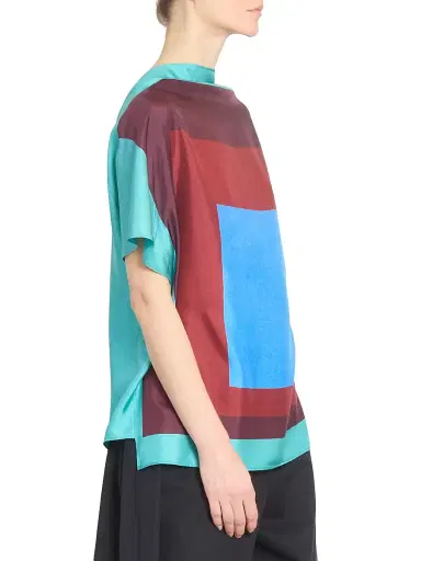 LOEWE Women's Scarf Silk-Blend Top - Green Red Multicolor | Thumbnail 4