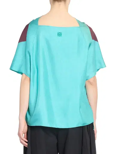 LOEWE Women's Scarf Silk-Blend Top - Green Red Multicolor | Thumbnail 5