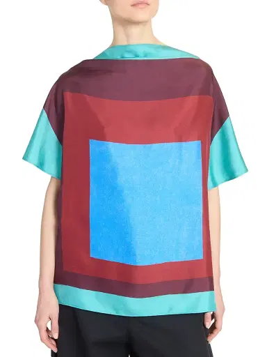 LOEWE Women's Scarf Silk-Blend Top - Green Red Multicolor | Thumbnail 6