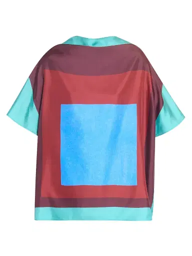 LOEWE Women's Scarf Silk-Blend Top - Green Red Multicolor | Thumbnail 1