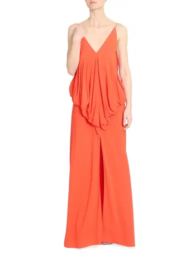 Loewe Women's Draped V-Neck Gown - Orange - Size 10 | Thumbnail 3