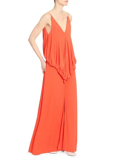 Loewe Women's Draped V-Neck Gown - Orange - Size 10 | Thumbnail 4