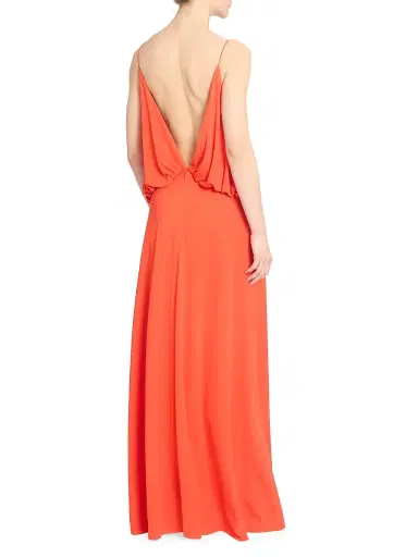 Loewe Women's Draped V-Neck Gown - Orange - Size 10 | Thumbnail 5