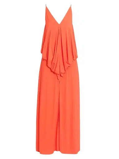 Loewe Women's Draped V-Neck Gown - Orange - Size 10 | Thumbnail 1