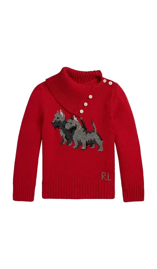Polo Ralph Lauren Long Sleeve Intarsia Dog Turtleneck Sweater