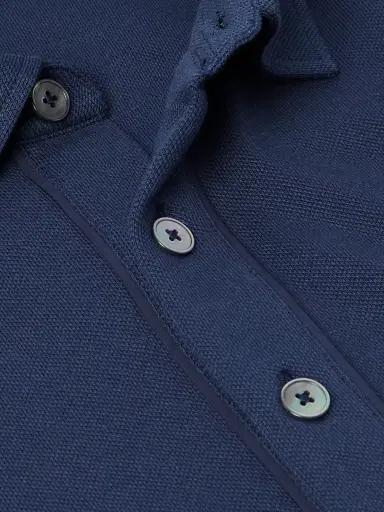 Zegna Leather-Trimmed Cotton-Piqué Polo Shirt - Men | Thumbnail 4