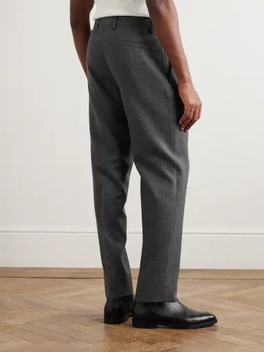 Zegna Tapered Pleated Wool Trousers - Men | Thumbnail 4