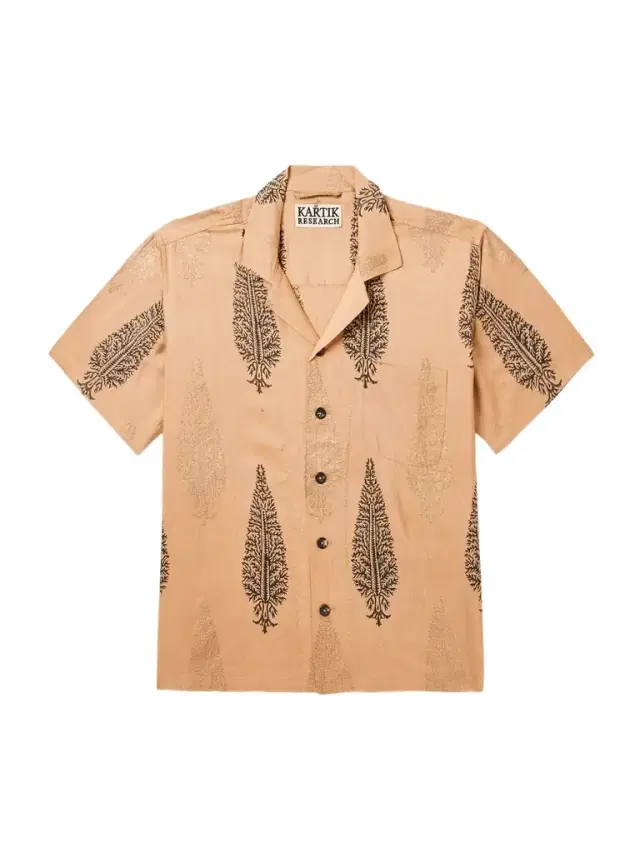 Camp-Collar Printed Silk Shirt - Men