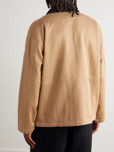 Kartik Research Jodhpur Suede-Trimmed Embroidered Herringbone Cotton Jacket - Men | Thumbnail 3