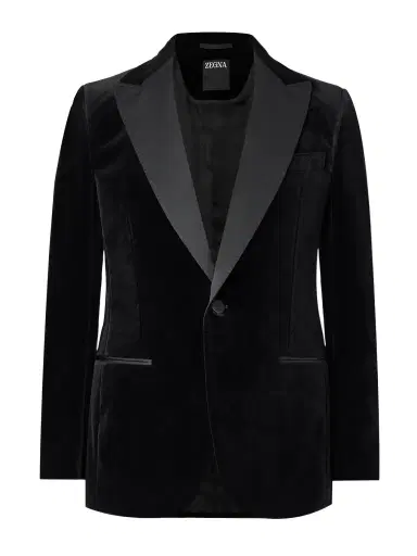 Zegna Satin-Trimmed Cotton-Velvet Tuxedo Jacket - Men | Thumbnail 1