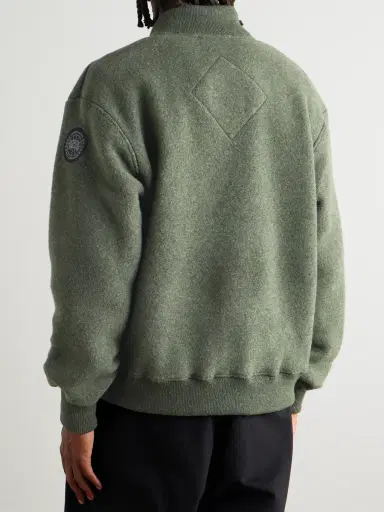 Canada Goose Hudson Logo-Appliquéd Recycled Wool-Blend Fleece Bomber Jacket - Men | Thumbnail 3
