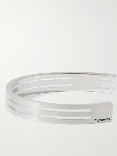 LE GRAMME 19g Punched Ribbon Recycled Sterling Silver Cuff - Men | Thumbnail 4 LE GRAMME 19g Punched Ribbon Recycled Sterling Silver Cuff - Men | Thumbnail 4