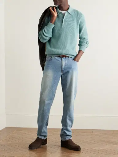 PIACENZA 1733 Ribbed Cashmere Polo Shirt - Men | Thumbnail 2