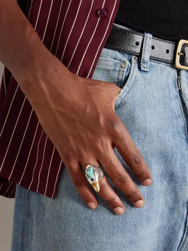 Jacques Marie Mage Yellowstone Forever Lamar Sterling Silver, 18-Karat Gold and Turquoise Ring - Men | Thumbnail 2 Jacques Marie Mage Yellowstone Forever Lamar Sterling Silver, 18-Karat Gold and Turquoise Ring - Men | Thumbnail 2