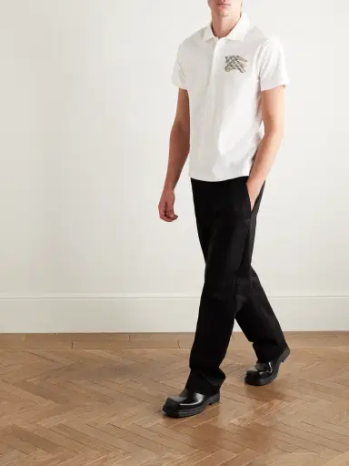 Burberry Logo-Embroidered Appliquéd Cotton-Piqué Polo Shirt - Men | Thumbnail 2
