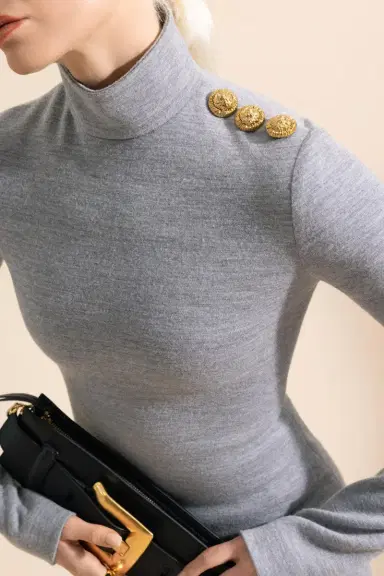 Balmain Long Sleeve Button Short Dress | Thumbnail 3