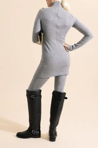 Balmain Long Sleeve Button Short Dress | Thumbnail 4
