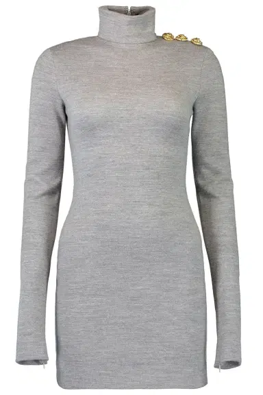 Balmain Long Sleeve Button Short Dress | Thumbnail 1