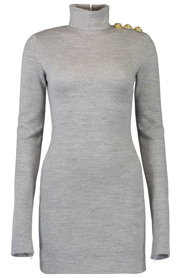 Long Sleeve Button Short Dress