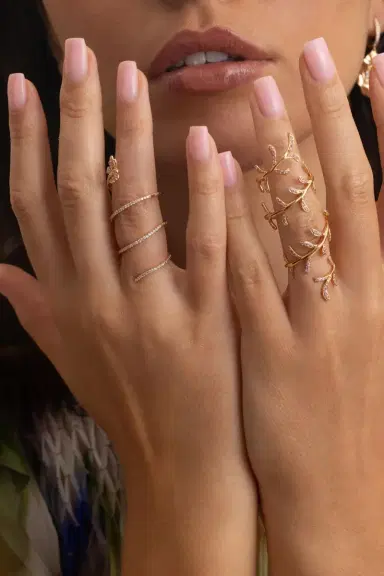 STEFERE Pink Sapphire Full-Finger Flower Ring | Thumbnail 2