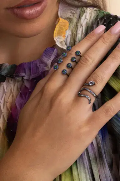 STEFERE White Diamond Blue Sapphire Snake Ring | Thumbnail 3