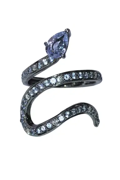 STEFERE White Diamond Blue Sapphire Snake Ring | Thumbnail 1