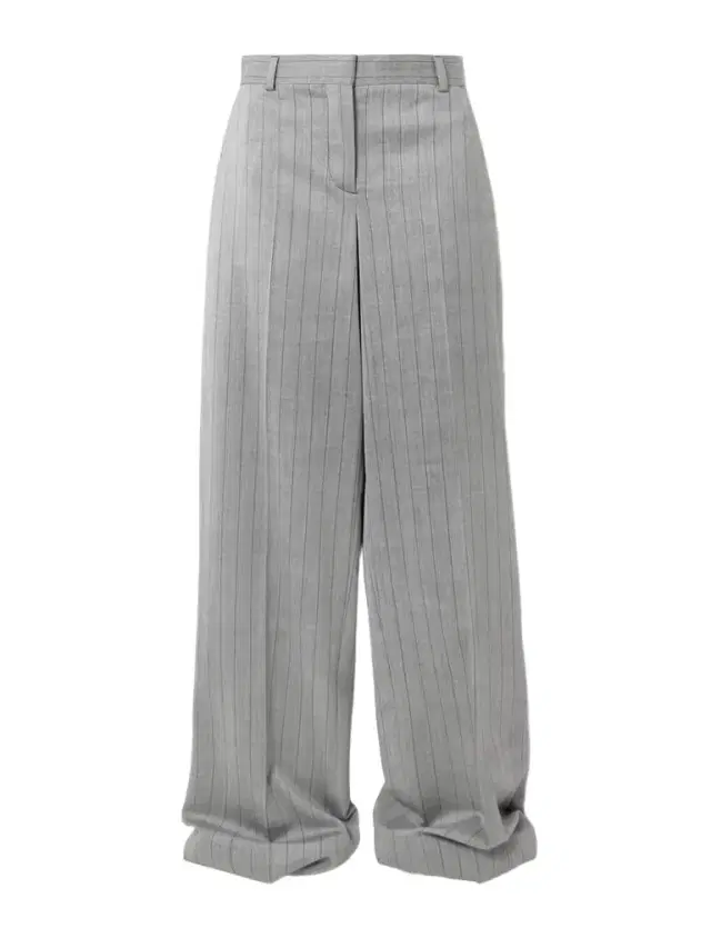 Pinstriped Wool-blend Twill Wide-leg Pants