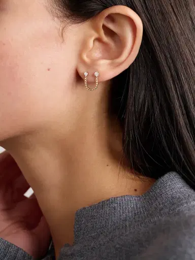STONE AND STRAND Block Chain 14-karat Gold Diamond Single Earring | Thumbnail 2 STONE AND STRAND Block Chain 14-karat Gold Diamond Single Earring | Thumbnail 2