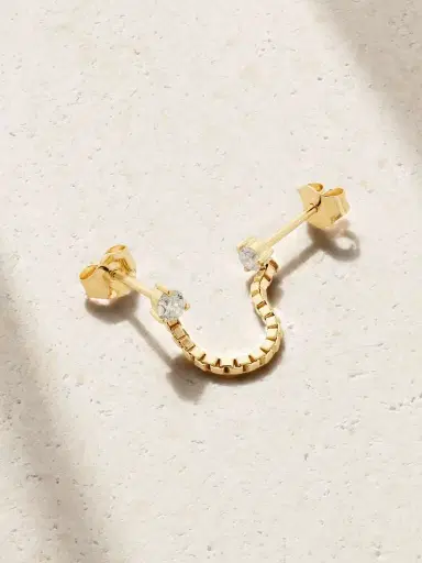 STONE AND STRAND Block Chain 14-karat Gold Diamond Single Earring | Thumbnail 3 STONE AND STRAND Block Chain 14-karat Gold Diamond Single Earring | Thumbnail 3