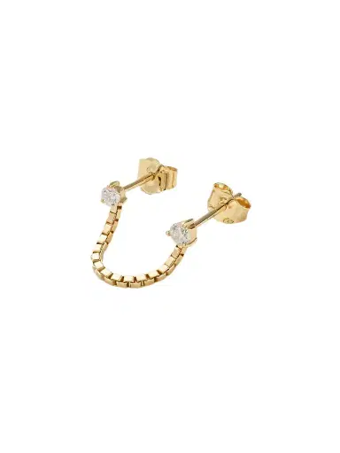 STONE AND STRAND Block Chain 14-karat Gold Diamond Single Earring | Thumbnail 1 STONE AND STRAND Block Chain 14-karat Gold Diamond Single Earring | Thumbnail 1
