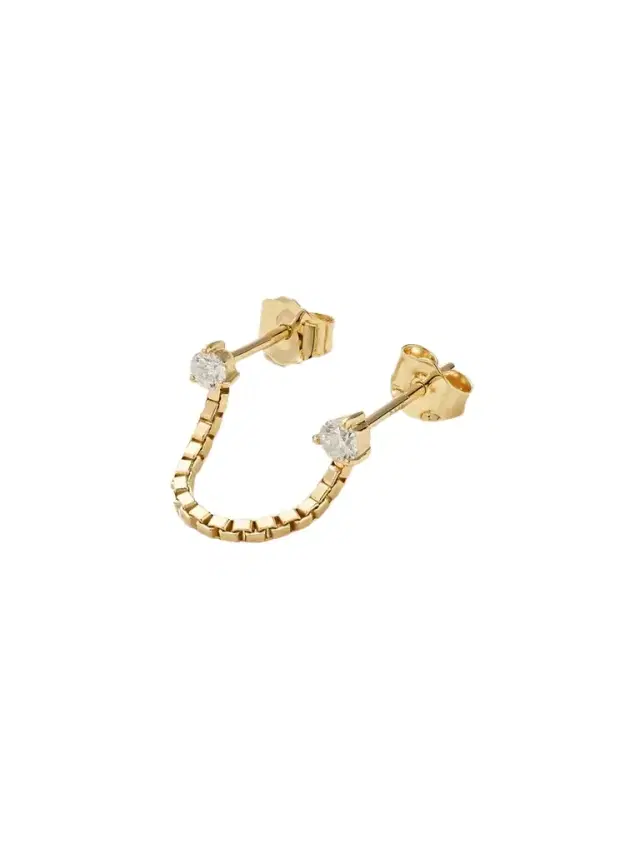 STONE AND STRAND Block Chain 14-karat Gold Diamond Single Earring