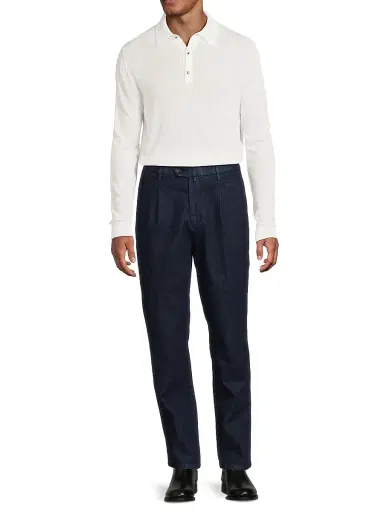 Sartorio Napoli Men's Stretch Cotton Denim Pleated Trousers | Thumbnail 2 Sartorio Napoli Men's Stretch Cotton Denim Pleated Trousers | Thumbnail 2