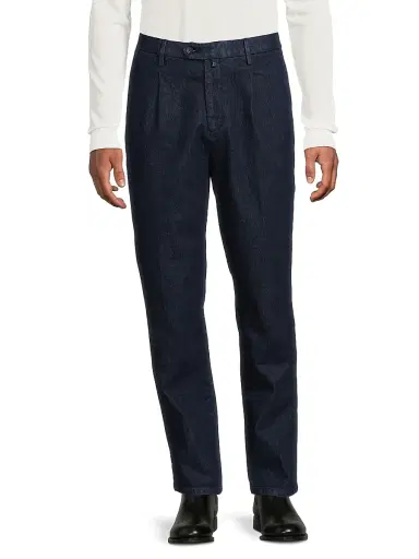 Sartorio Napoli Men's Stretch Cotton Denim Pleated Trousers | Thumbnail 3 Sartorio Napoli Men's Stretch Cotton Denim Pleated Trousers | Thumbnail 3
