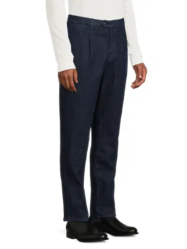 Sartorio Napoli Men's Stretch Cotton Denim Pleated Trousers | Thumbnail 4 Sartorio Napoli Men's Stretch Cotton Denim Pleated Trousers | Thumbnail 4