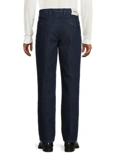Sartorio Napoli Men's Stretch Cotton Denim Pleated Trousers | Thumbnail 5 Sartorio Napoli Men's Stretch Cotton Denim Pleated Trousers | Thumbnail 5
