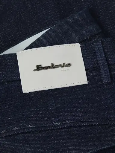Sartorio Napoli Men's Stretch Cotton Denim Pleated Trousers | Thumbnail 6 Sartorio Napoli Men's Stretch Cotton Denim Pleated Trousers | Thumbnail 6