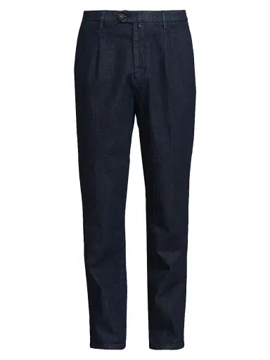 Sartorio Napoli Men's Stretch Cotton Denim Pleated Trousers | Thumbnail 1 Sartorio Napoli Men's Stretch Cotton Denim Pleated Trousers | Thumbnail 1