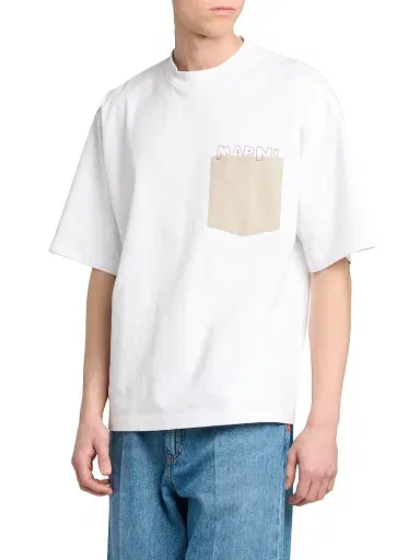 Marni Men's Logo Pocket Cotton T-Shirt - Lily White - Size 46 | Thumbnail 4 Marni Men's Logo Pocket Cotton T-Shirt - Lily White - Size 46 | Thumbnail 4