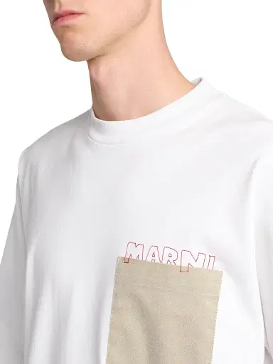 Marni Men's Logo Pocket Cotton T-Shirt - Lily White - Size 46 | Thumbnail 6 Marni Men's Logo Pocket Cotton T-Shirt - Lily White - Size 46 | Thumbnail 6