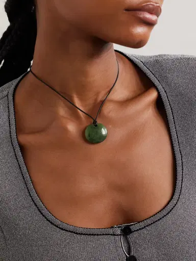 Sophie Buhai Small Full Moon Cord, Jade And Silver Necklace | Thumbnail 2 Sophie Buhai Small Full Moon Cord, Jade And Silver Necklace | Thumbnail 2