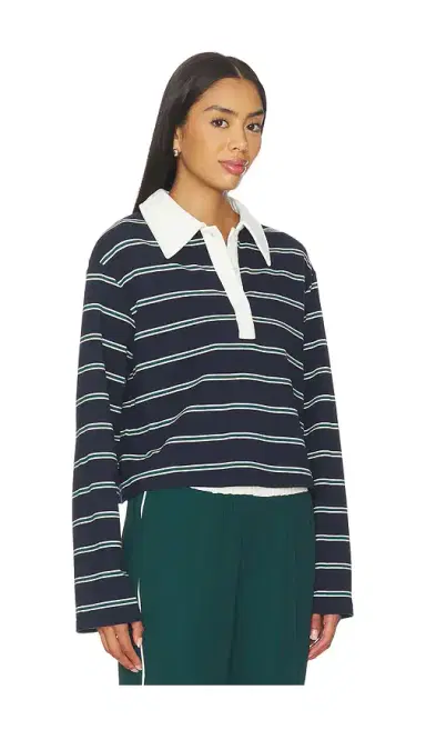 MADISON THE LABEL Ryland Rugby Top Green stripe | Thumbnail 2