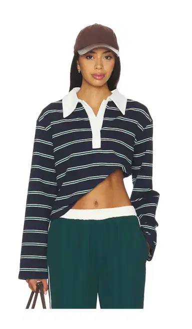MADISON THE LABEL Ryland Rugby Top Green stripe | Thumbnail 1